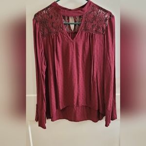 Maurices Lace Accent Maroon Top Size XL
